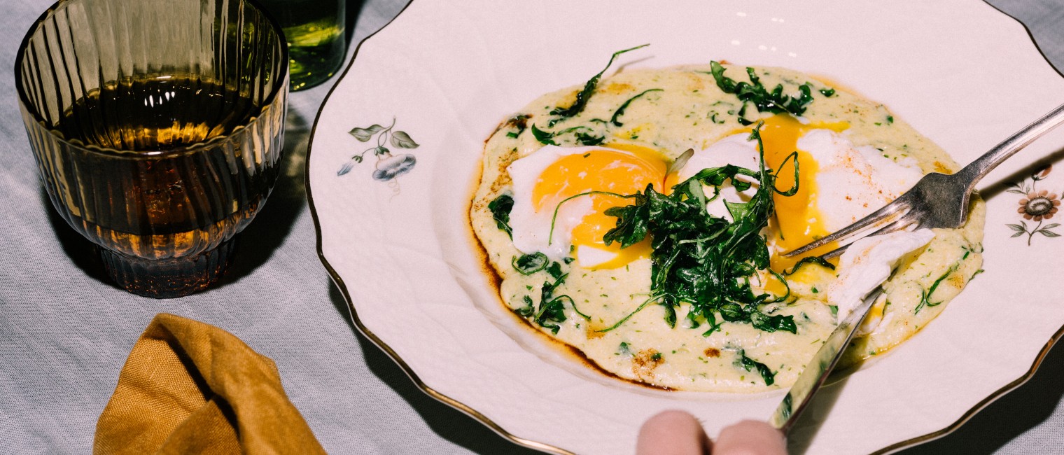 Polenta mit pochiertem Ei &amp; Rucolabutter