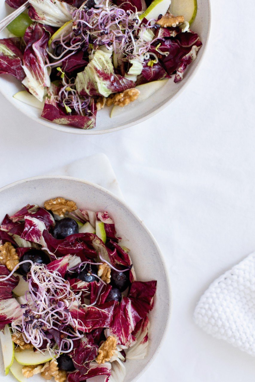 Herbstsalat mit Birnen und Trauben