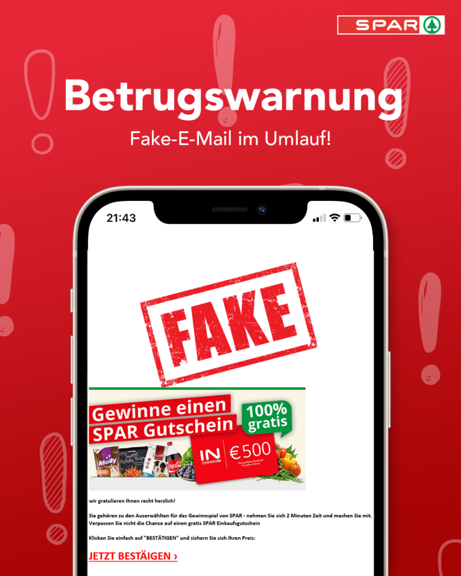 Betrugswarnung Fake E-Mail