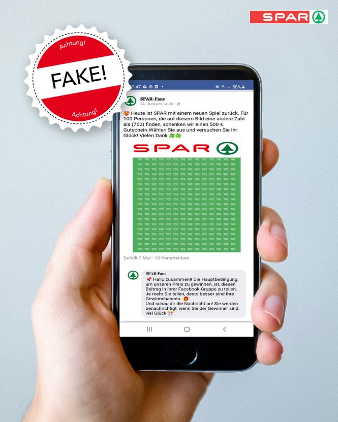 SPAR Fake Gewinnspiel Facebook Juli