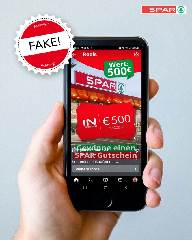 Fake Gewinnspiel Instagram Reel SPAR 2